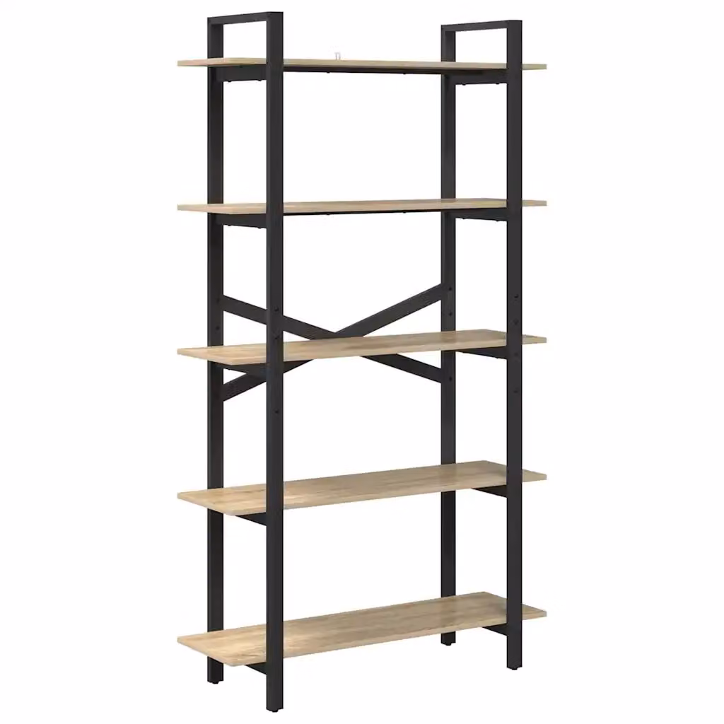 Libreria a scaffali in stile industrial vidaXL in legno e metallo marrone L 100 cm, P 33,5 cm, H 178 cm – 2