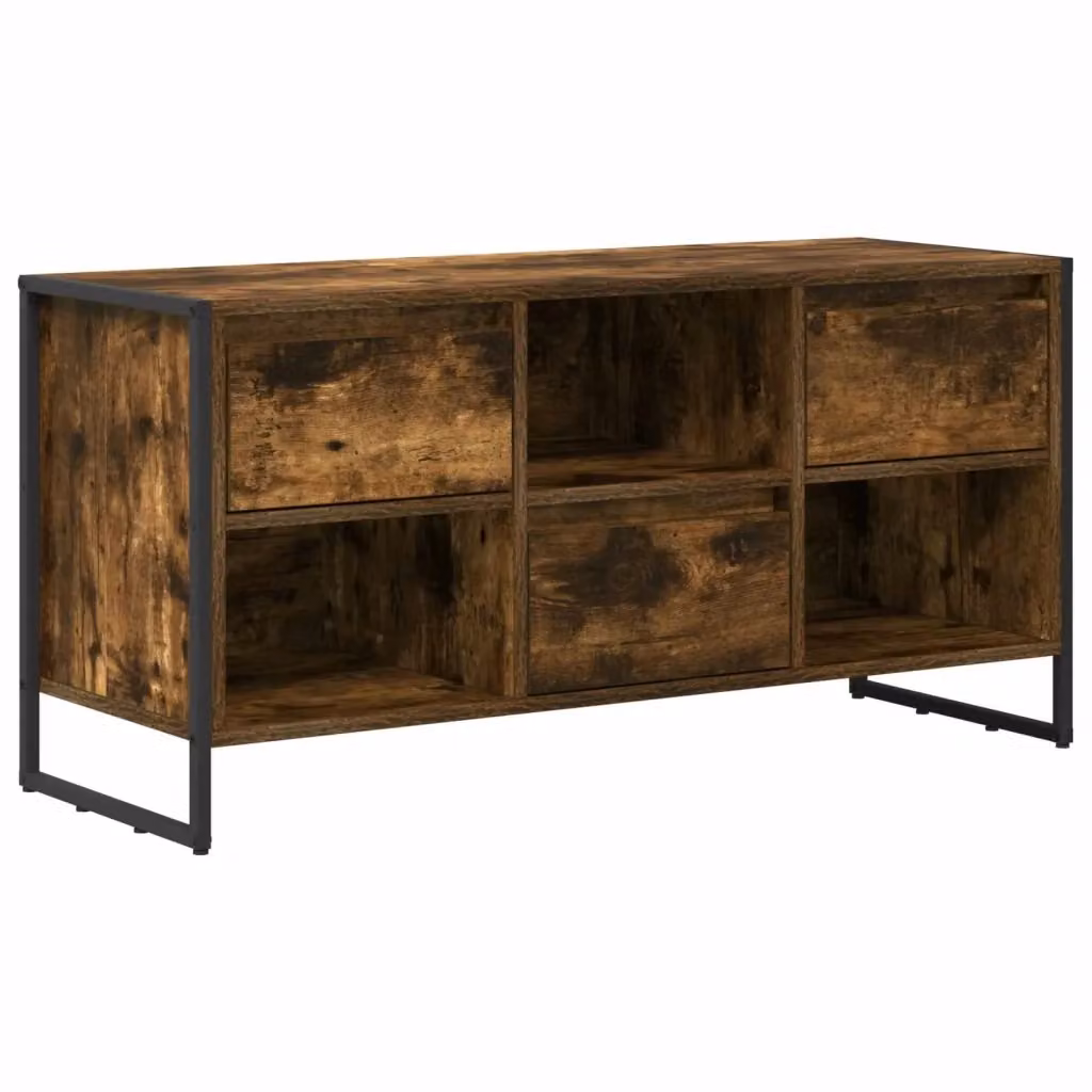 Mobile TV vidaXL in legno e metallo stile industriale, colore marrone, L 100 x P 36 x H 49,5 cm – 2
