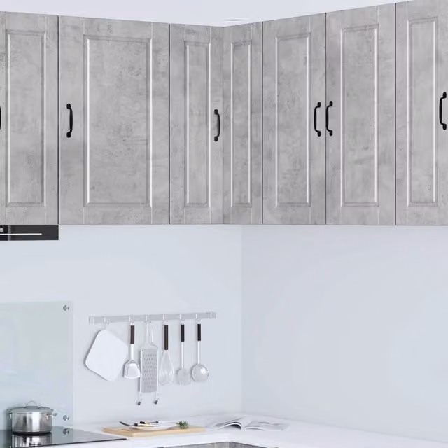 Mobile angolare da parete moderno vidaXL in MDF grigio con ante a battente per cucina o soggiorno L/P/H: 57 x 57 x 80 cm