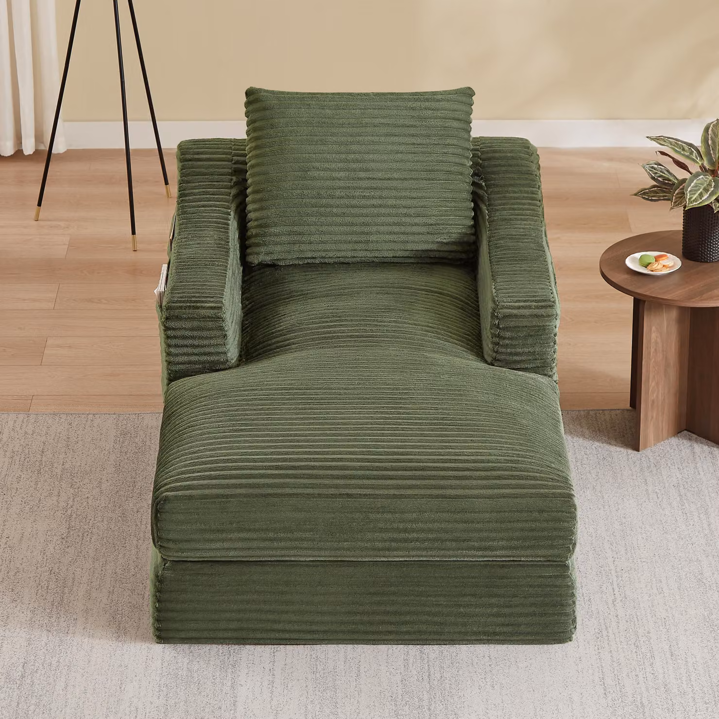 Divano letto con design a doppio strato, divano singolo estensibile con superficie estraibile, rivestito in morbido tessuto di velluto e imbottito con schiuma ad alta densità, ideale per soggiorni e camere da letto