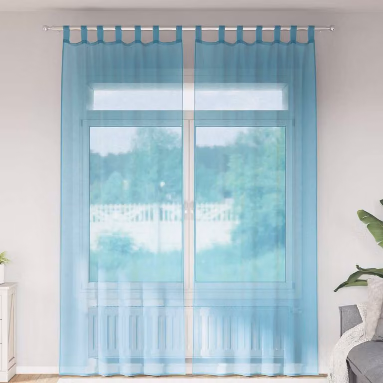 Set di 2 tende in voile semi-trasparenti vidaXL, colore turchese, L: 140 cm, H: 260 cm
