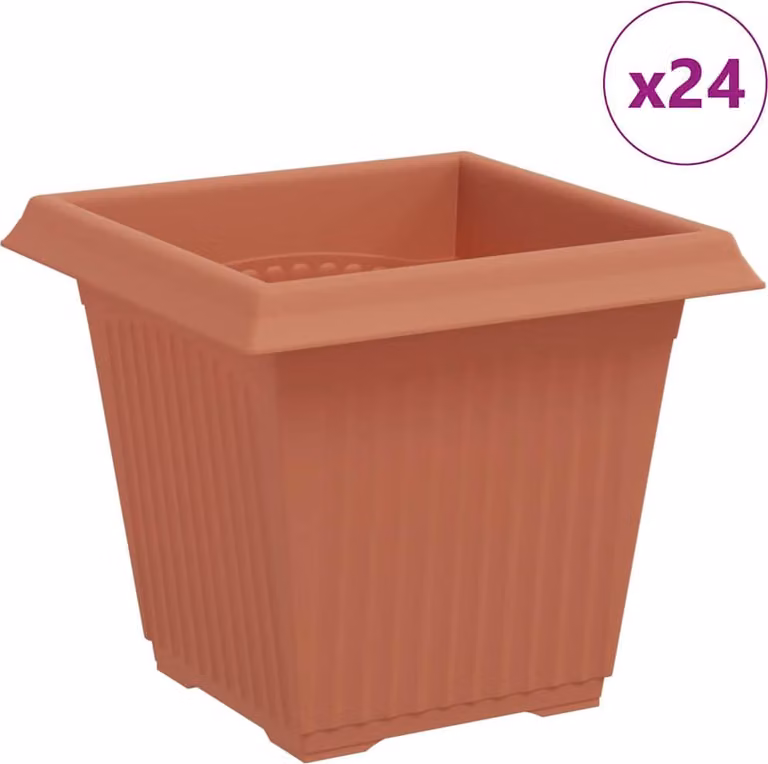 Vaso quadrato per fiori 24 pcs Rosso Mattone 16 x 16 x 14 cm