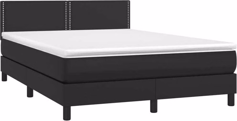 Giroletto a Molle con Materasso Nero 140x190 cm in Pelle finta
