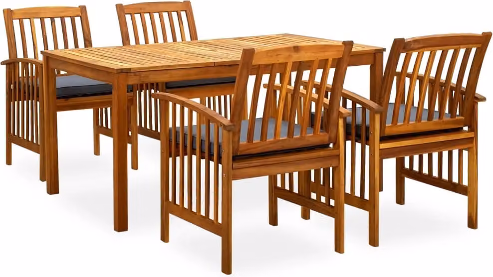 The Living Store Set da pranzo da giardino 5 pezzi con cuscini in legno massiccio di acacia