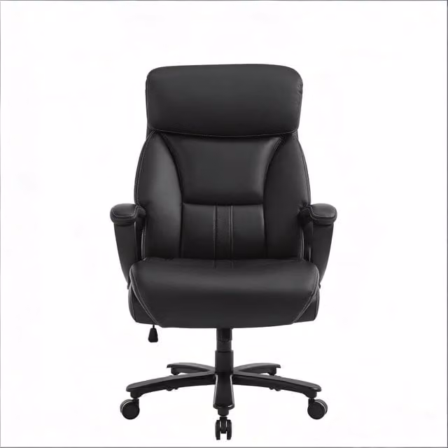 Sedia da ufficio ergonomica Chicfurn in similpelle nera con poggiatesta regolabile e supporto lombare per home office