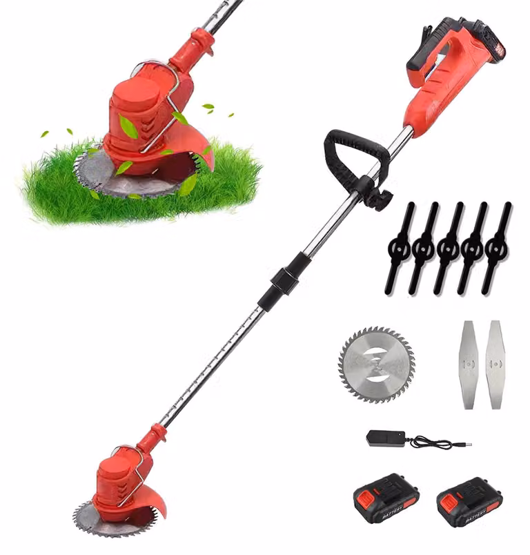 Tagliaerba elettrico - 18.000 giri al minuto - Lunghezza regolabile - 2 batterie - Spina di tipo europeo