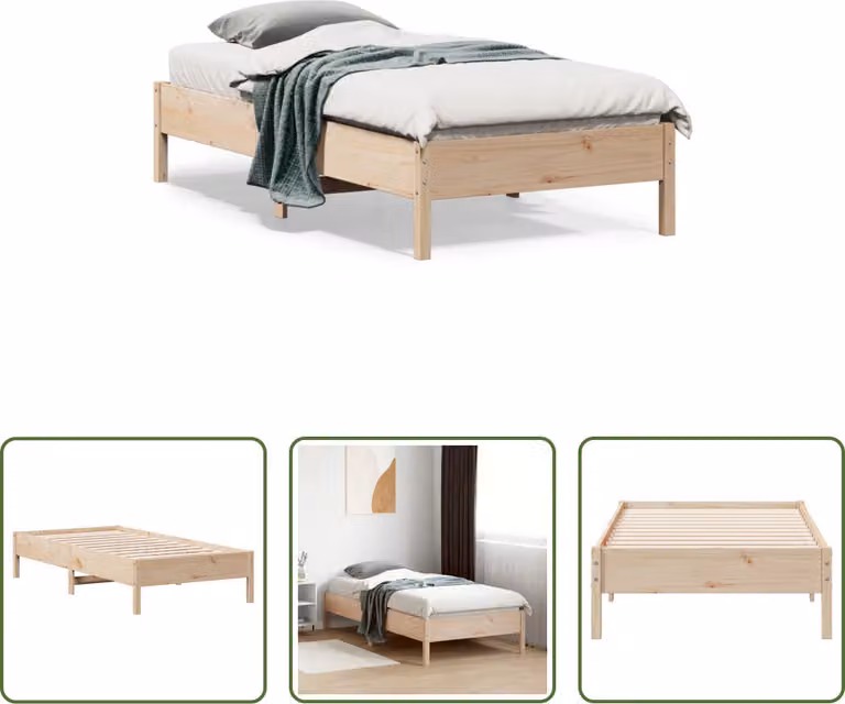 The Living Store Letto in legno massiccio 75x190 cm pino