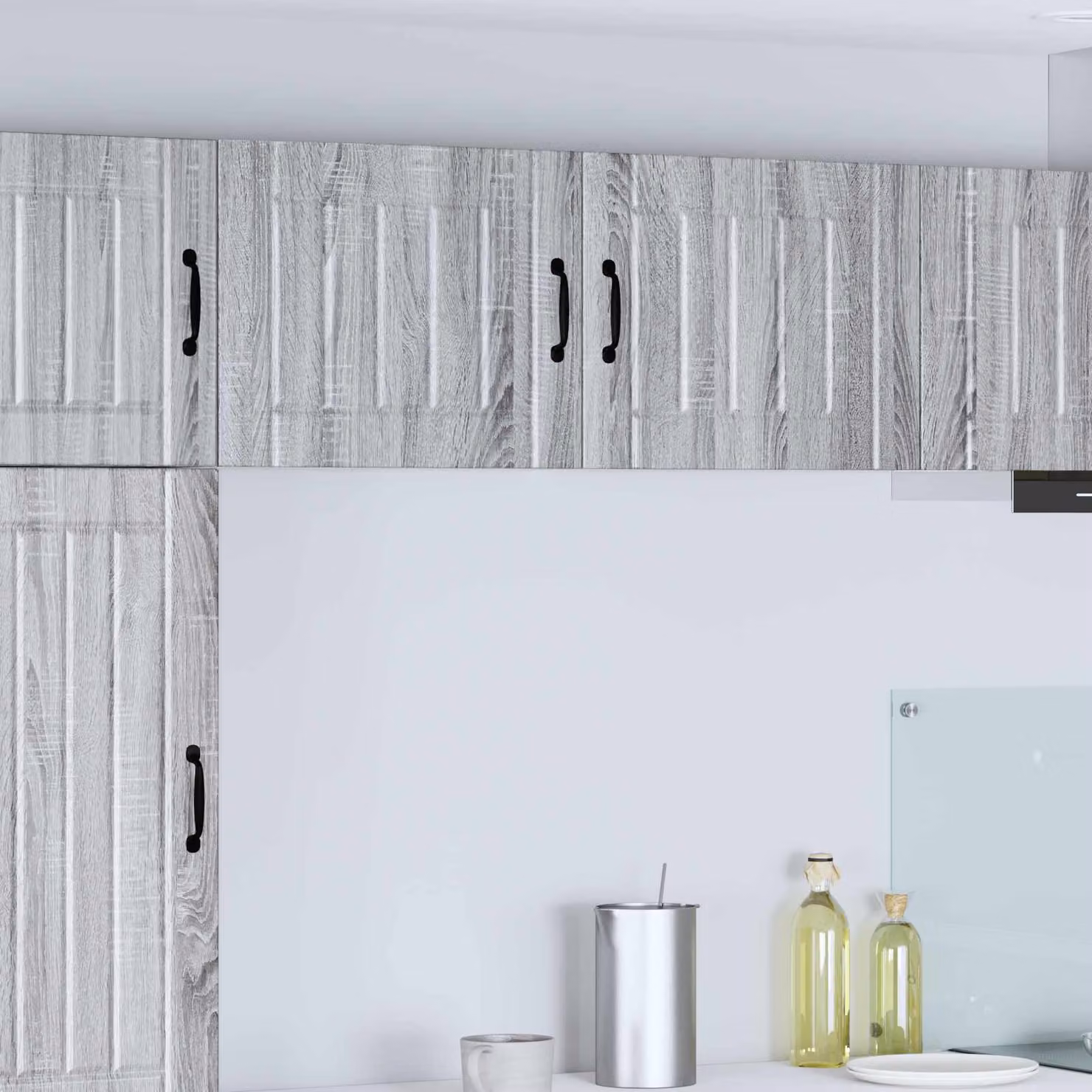 Set di 2 armadietti da muro vidaXL LUCCA moderni per cucina in MDF Grigio Matt L/P/H: 50 x 20,1 x 40 cm