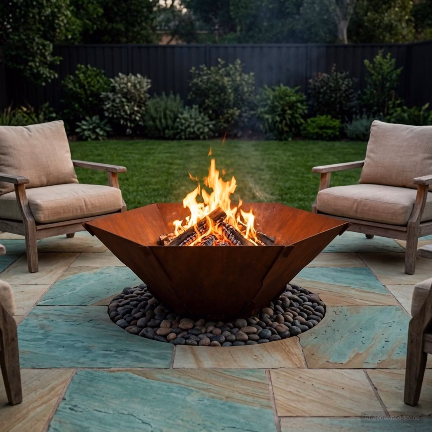 Braciere vidaXL in acciaio Corten color marrone, L: 58,5 cm, P: 51,5 cm, H: 19,5 cm