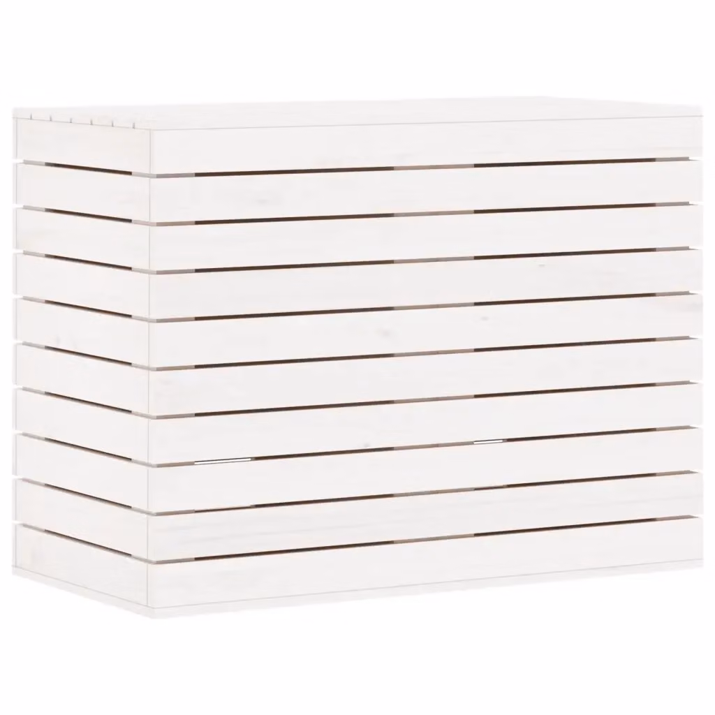 Cesto per bucato con coperchio vidaXL in legno bianco L: 88,5 cm, P: 44 cm, H: 66 cm – 2