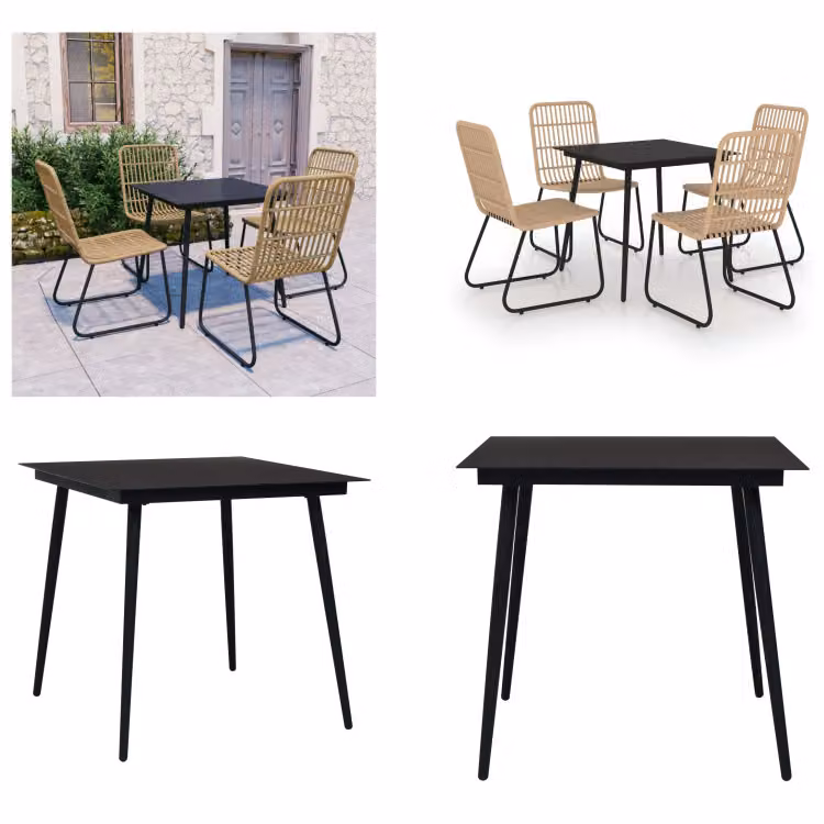 vidaXL set da pranzo da giardino 5 pezzi in rattan e vetro - Set da pranzo da giardino - Set da pranzo da giardino - Set da pranzo - Set da pranzo