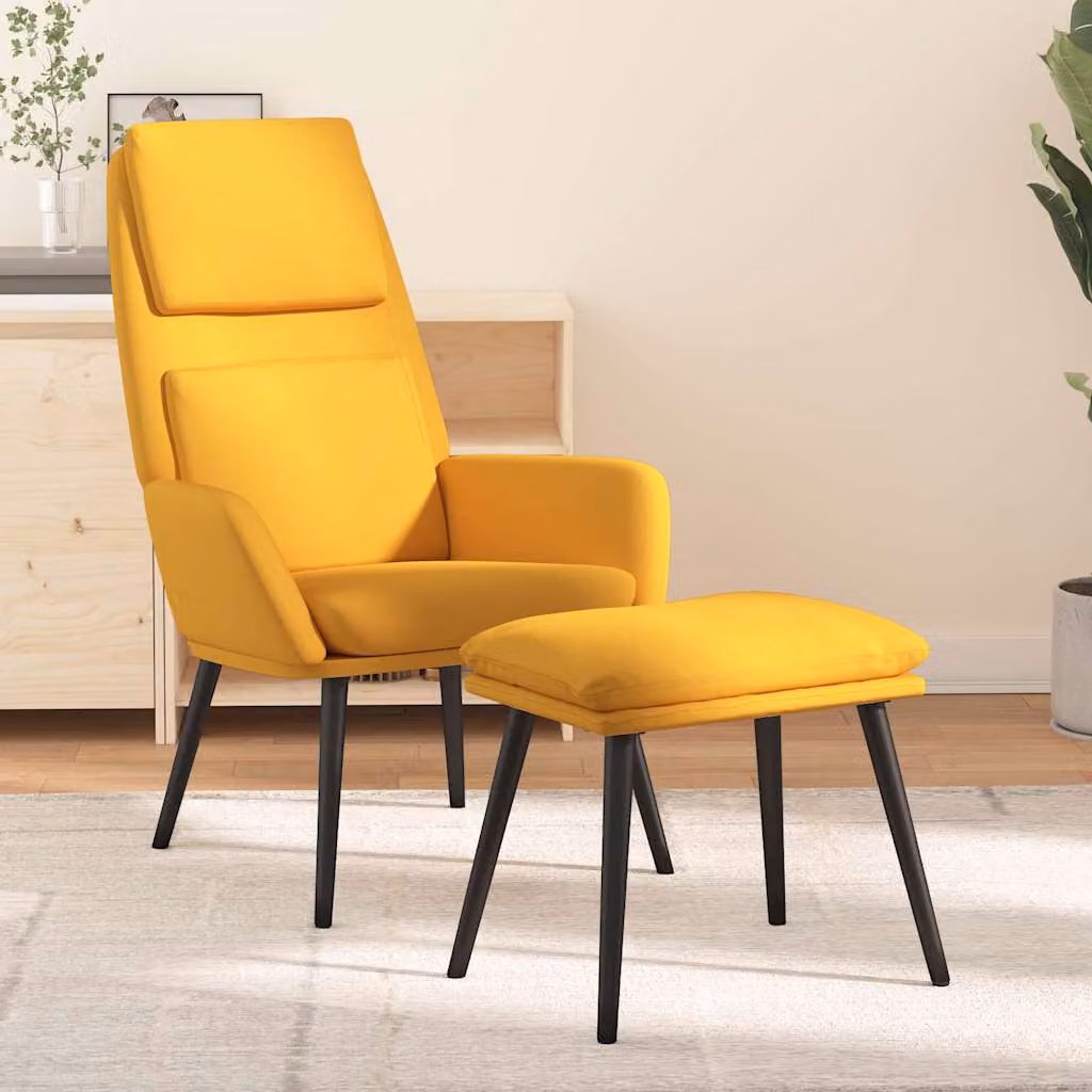 vidaXL Poltrona Relax con Poggiapiedi Gialla in Tessuto e Struttura in Metallo e Composito