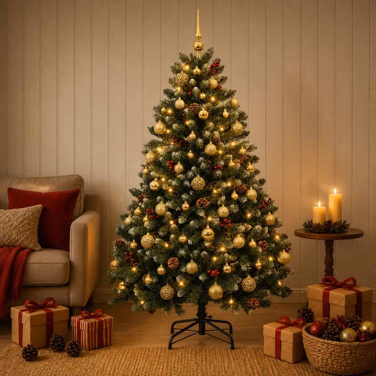 vidaXL Albero di Natale artificiale verde con palline 150 cm 150 LED