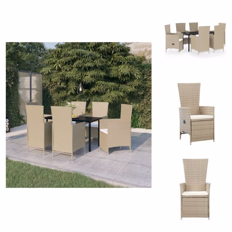 vidaXL Set da pranzo da giardino 7 pezzi con cuscini Beige - Set di mobili da giardino