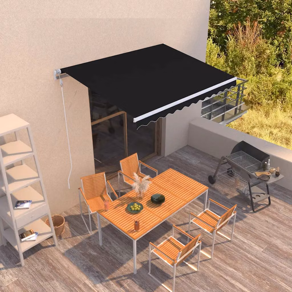 vidaXL Tenda da Sole Retrattile Automatica con Telecomando in Alluminio e Poliestere, L: 300 cm, P: 250 cm, Colore Antracite – 1