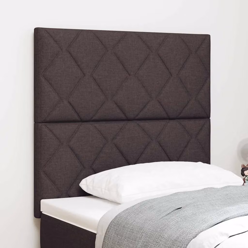 Testiera per letto vidaXL in tessuto marrone con illuminazione LED integrata e porta di ricarica USB, Larghezza: 90 cm