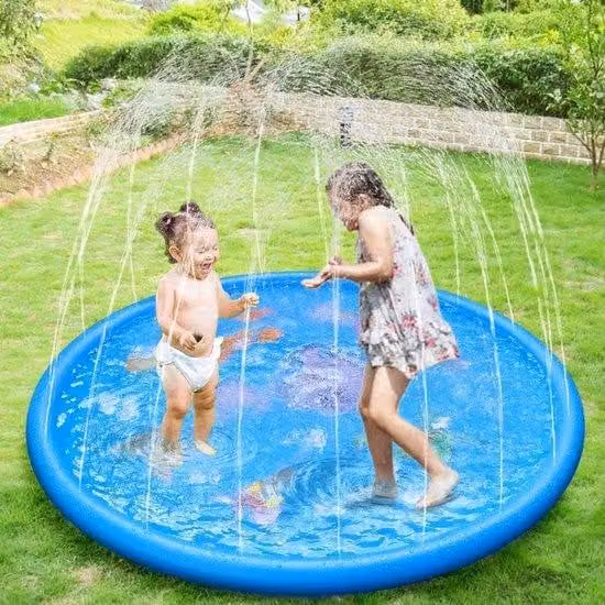 Tappetino giochi d'acqua per bambini Unyqoos®, diametro 170 cm, in PVC – design colorato a tema oceano con delfini e granchi, ideale per il divertimento dei bambini e degli animali domestici in giardino