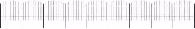 Recinzione da giardino con punta a lancia in acciaio vidaxl nero L: 1506 cm, H: 175 cm