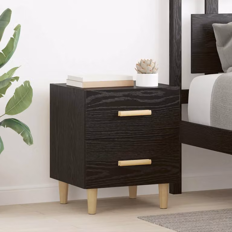 Armadietto per letto vidaXL in Rovere Nero, L 40 cm x P 35 cm x H 47.5 cm