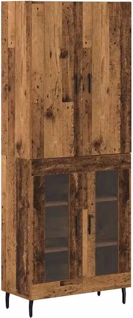 Credenza Buffet in Legno Vecchio Marrone per Soggiorno e Sala da Pranzo L: 69,5 cm, P: 34 cm, H: 180 cm – 1
