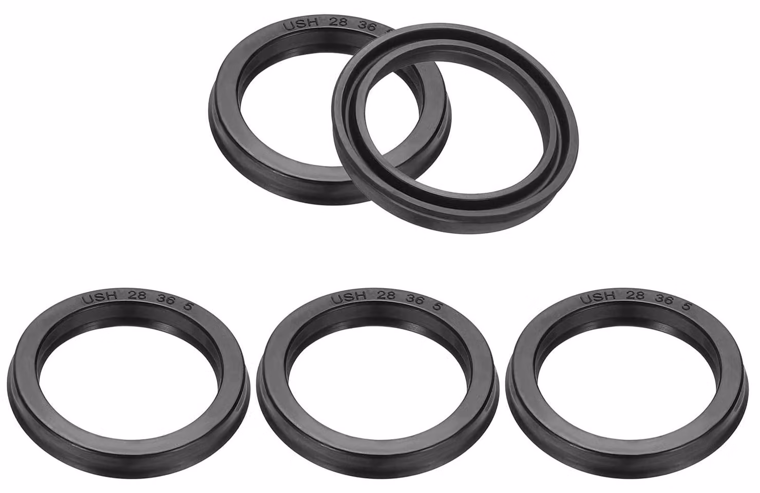 5 guarnizioni labiali, dimensioni 28x36x5 mm, in gomma nitrilica, colore nero
