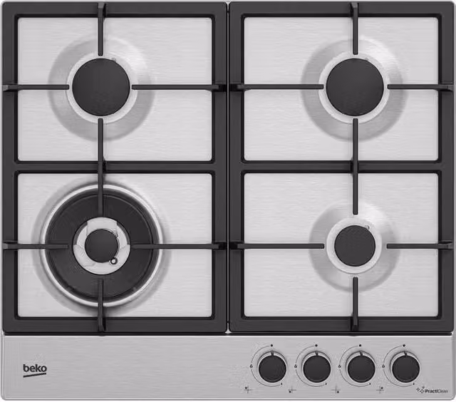 Piano cottura a gas Beko HIAW64225SXE da incasso con 4 fuochi, colore silver, L: 60 cm, P: 51 cm – 1