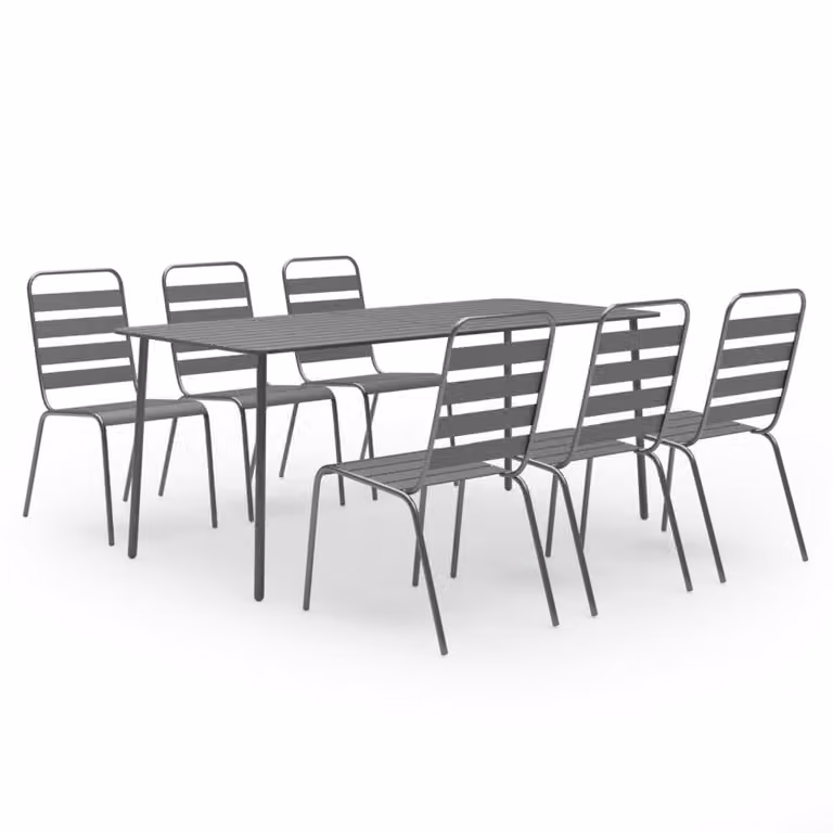 Set Mobili da Pranzo per Giardino 7 pz in Acciaio Grigio Scuro