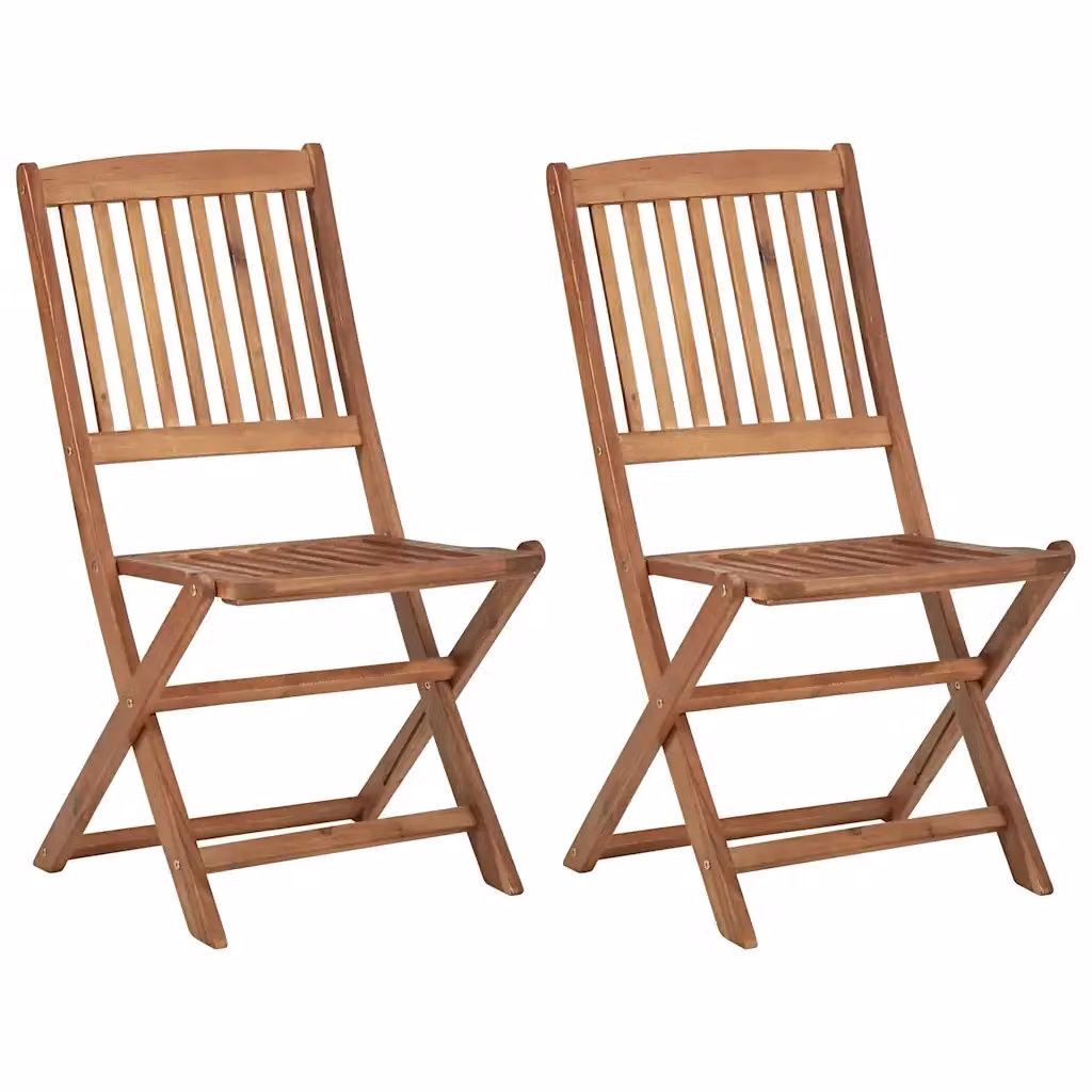 Set di 2 sedie pieghevoli vidaXL in legno di acacia oliato con cuscini antracite per giardino e terrazza – 2