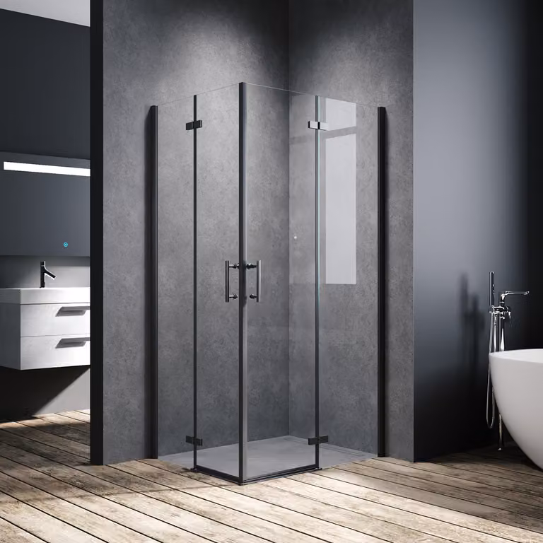 SONNI Cabina doccia nera 100x120x195cm porta a battente porta a soffietto angolare doccia 6mm NANO vetro trasparente porta a battente porta a soffietto angolare ingresso bagno