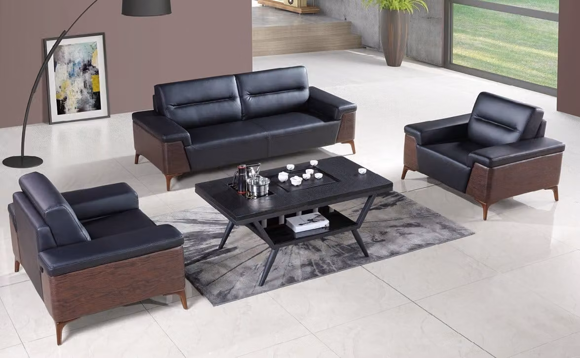 Design Sofagarnitur 3+1+1 Sitzer Leder Couch Polster Sofas Büroeinrichtung