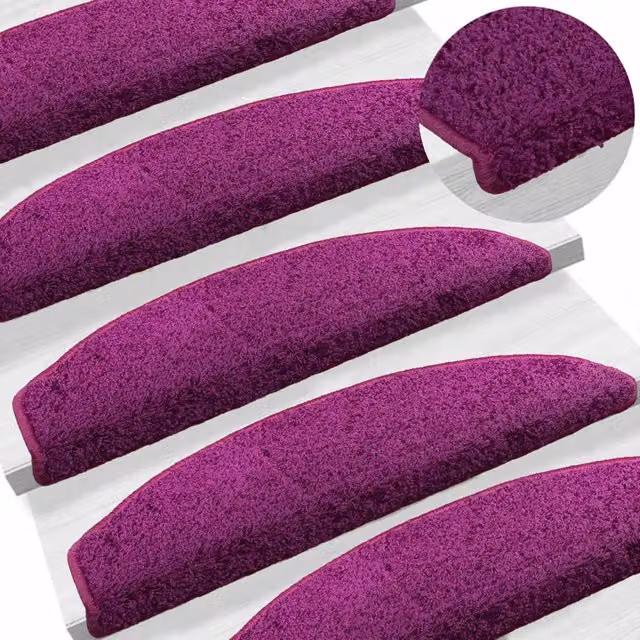 Set di 15 tappetini autoadesivi per scale DESIGN IN in polipropilene, antiscivolo e fonoassorbenti, colore viola, L 80 x P 24,5 x H 3,5 cm – 1