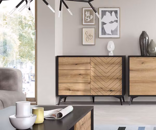 Kommode Diamond Credenza 103,5cm Evoke Oak schwarz