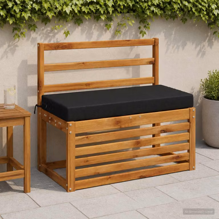 vidaXL Cuscino per panchina SOEST Nero, 60 x 40 x 8 cm, in poliestere con rivestimento rimovibile e resistente ai raggi UV