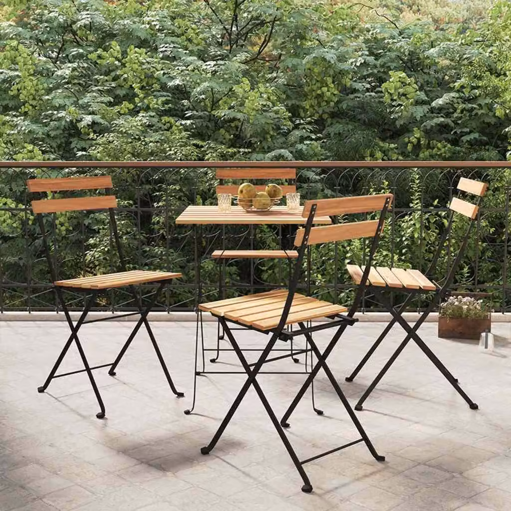 Set di 4 sedie pieghevoli vidaXL in legno di teak oliato e acciaio, colore marrone