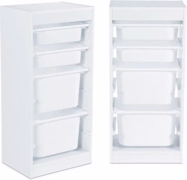 Set di 2 mobili per bambini Sweeek con 4 contenitori, bianco