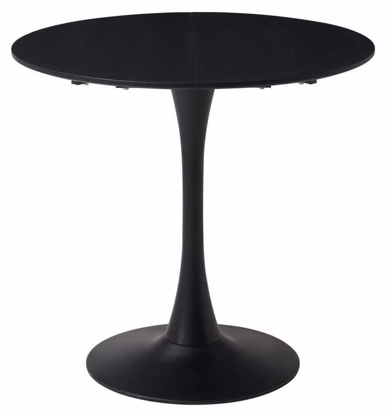 Tavolo rotondo da pranzo, diametro 80 cm, nero, in MDF, per 2-4 persone