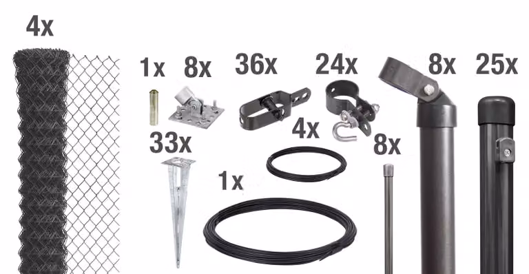 Alberts 631468 Recinzione in rete metallica come set completo di recinzione, con manicotto a terra carrabile, antracite metallizzato, altezza 80 cm, lunghezza 60 m