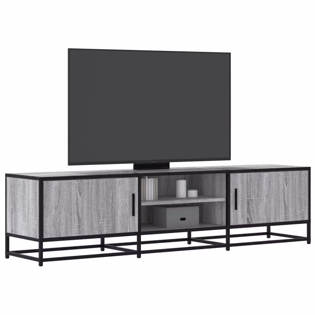 Mobile TV vidaXL in stile industriale in legno e metallo, Grigio, L 160 cm x P 35 cm x H 41 cm