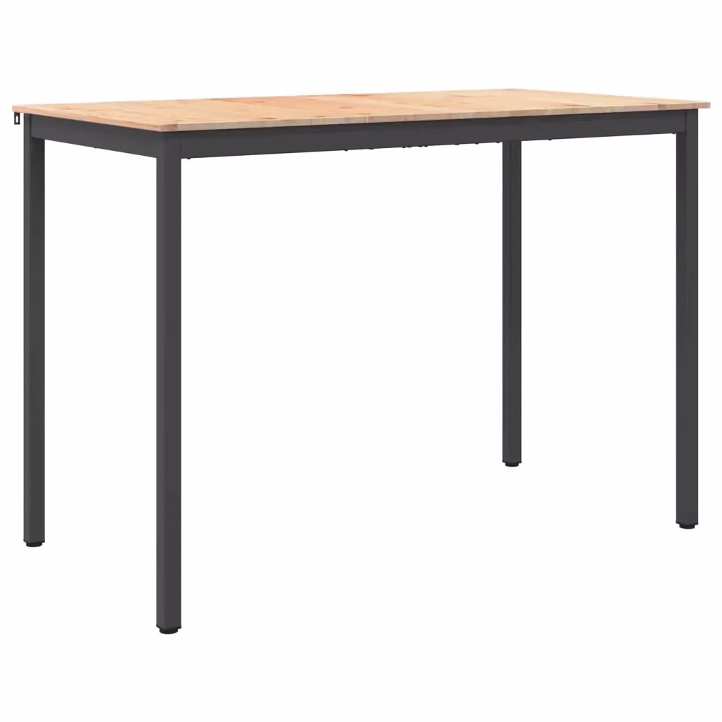 vidaXL Tavolo da bar rettangolare in pino massello e metallo, colore marrone, L: 150 cm, P: 80 cm, H: 105 cm – 2