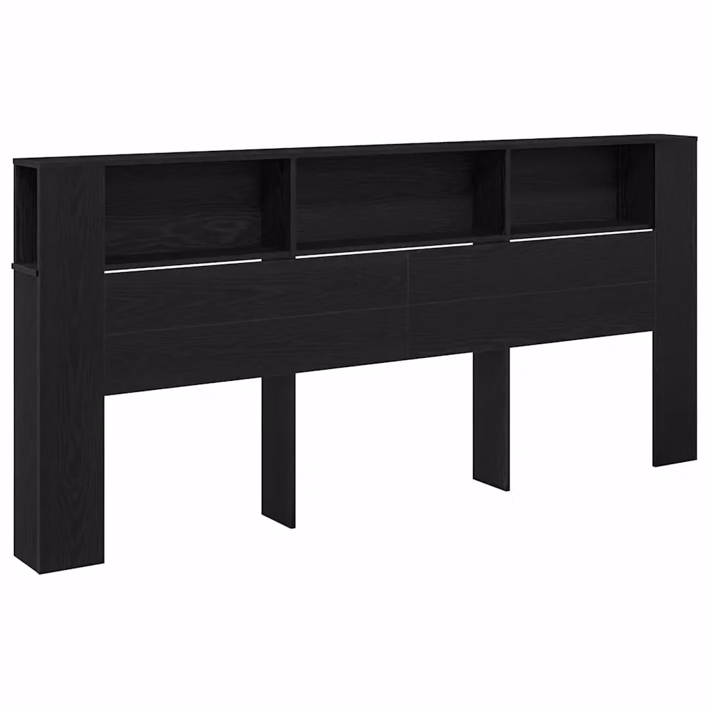 Testiera decorativa moderna vidaXL in legno nero con ripiano integrato L 220 x P 18.5 x H 102.5 cm – 2