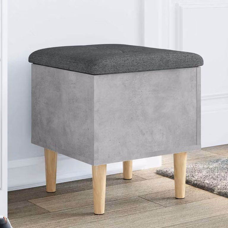 vidaXL Panca Portaoggetti Moderna in Legno e Tessuto Grigio per Soggiorno o Ingresso L/P/H: 42 x 42 x 46 cm