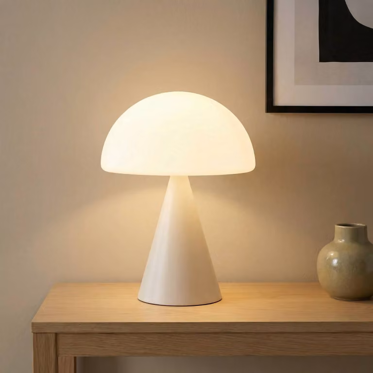 Fabas Luce Lampada da tavolo a LED Blip, dimmerabile, Bianco / Opale, Soggiorno / Sala da pranzo, Vetro, Moderno, Lampada da tavolo LED