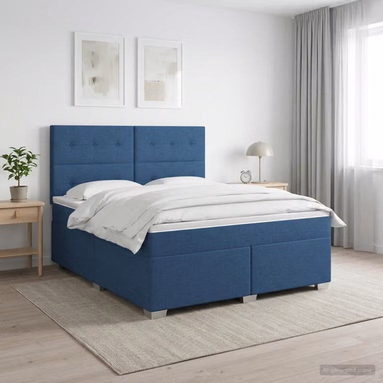 Maison Exclusive - Letto boxspring con materasso blu 140 x 200 cm Tessuto