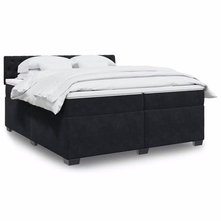 Maison Exclusive - Giroletto a Molle con Materasso Nero 200x200 cm in Velluto