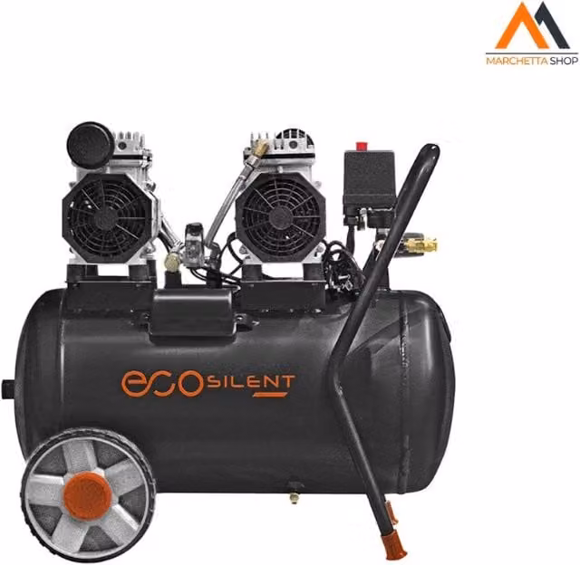 Compressore silenziato Ecosilent Vinco da 100 litri, 3 hp, oil free, colore nero