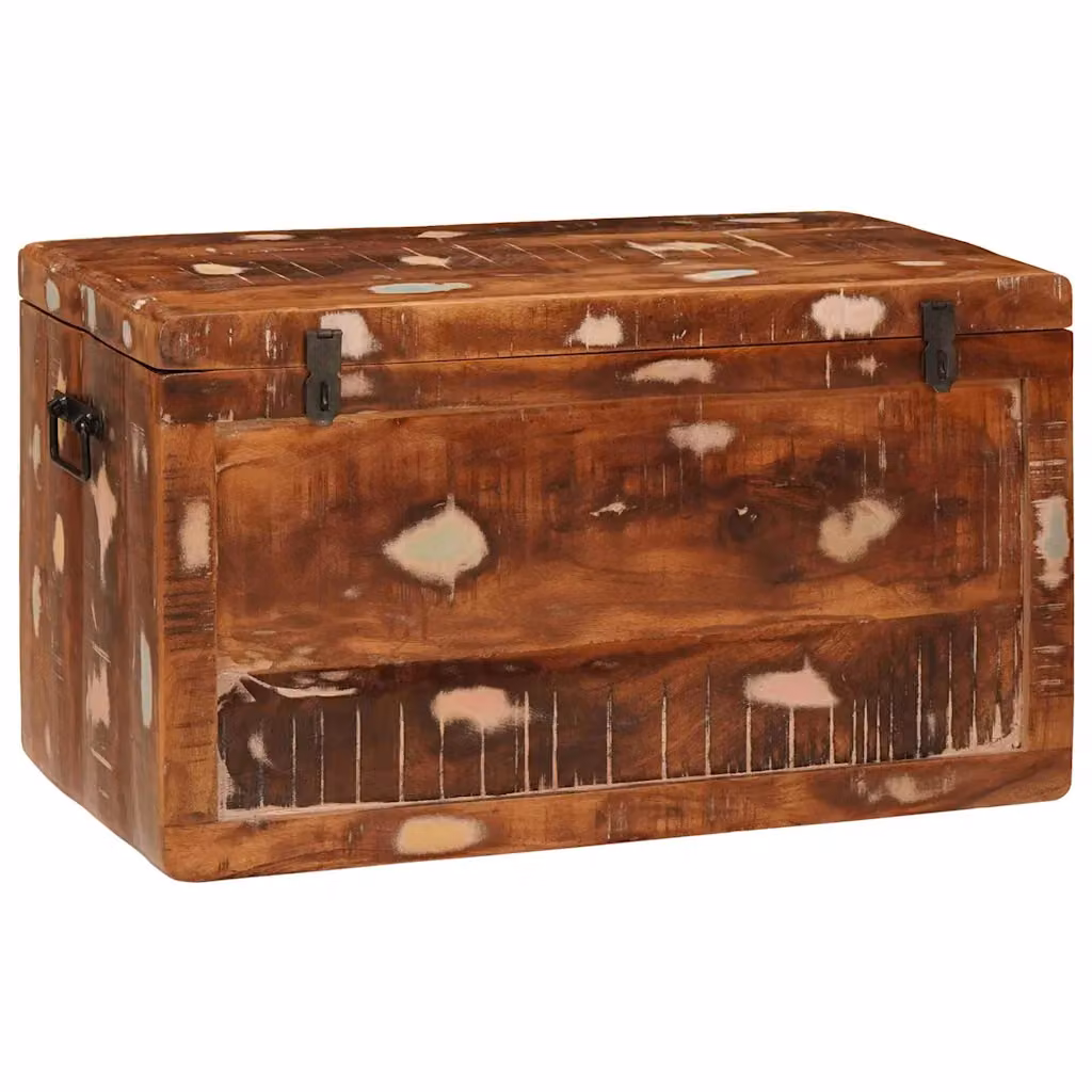 vidaXL Scatola di Stoccaggio in Legno di Mango Massello Marrone con Serratura e Stile Rustico