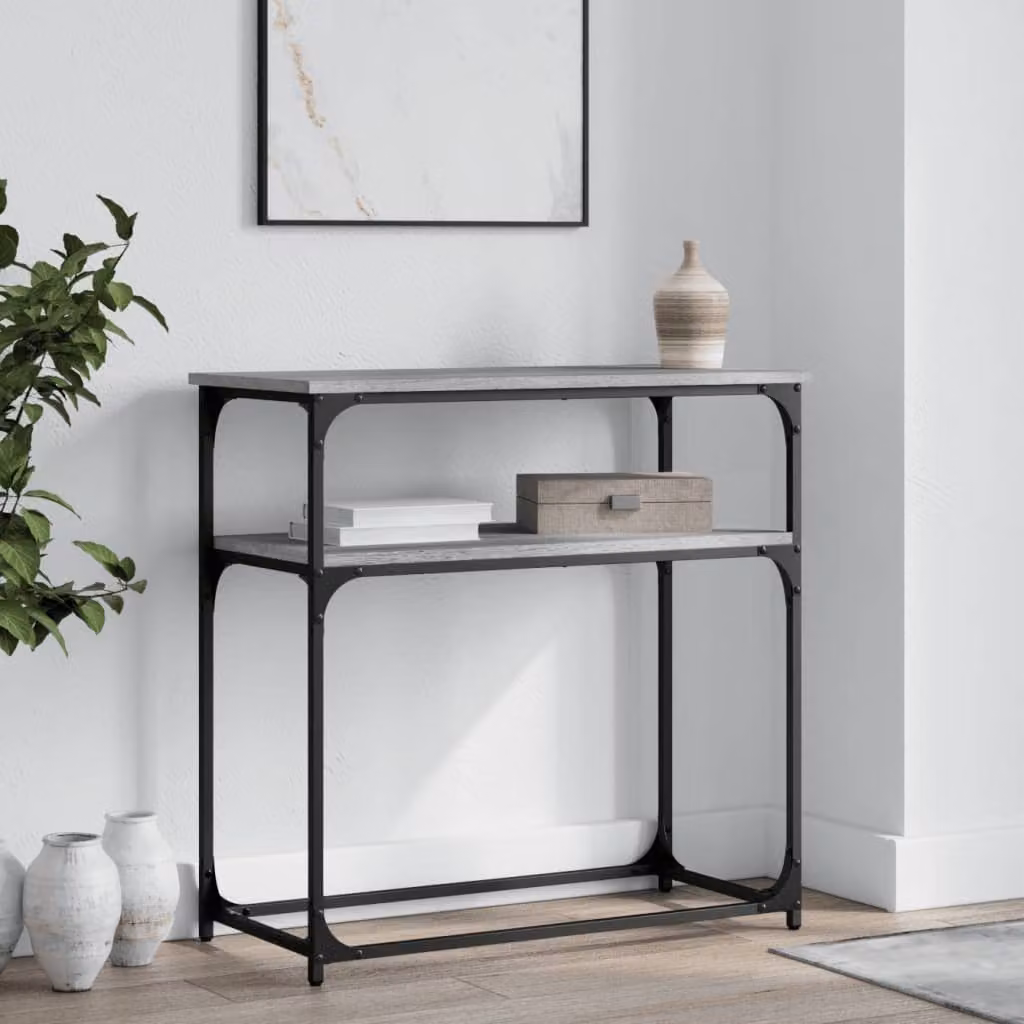 vidaXL Tavolino Consolle Grigio Sonoma in Legno Multistrato, L 75 cm x P 35,5 cm x H 75 cm