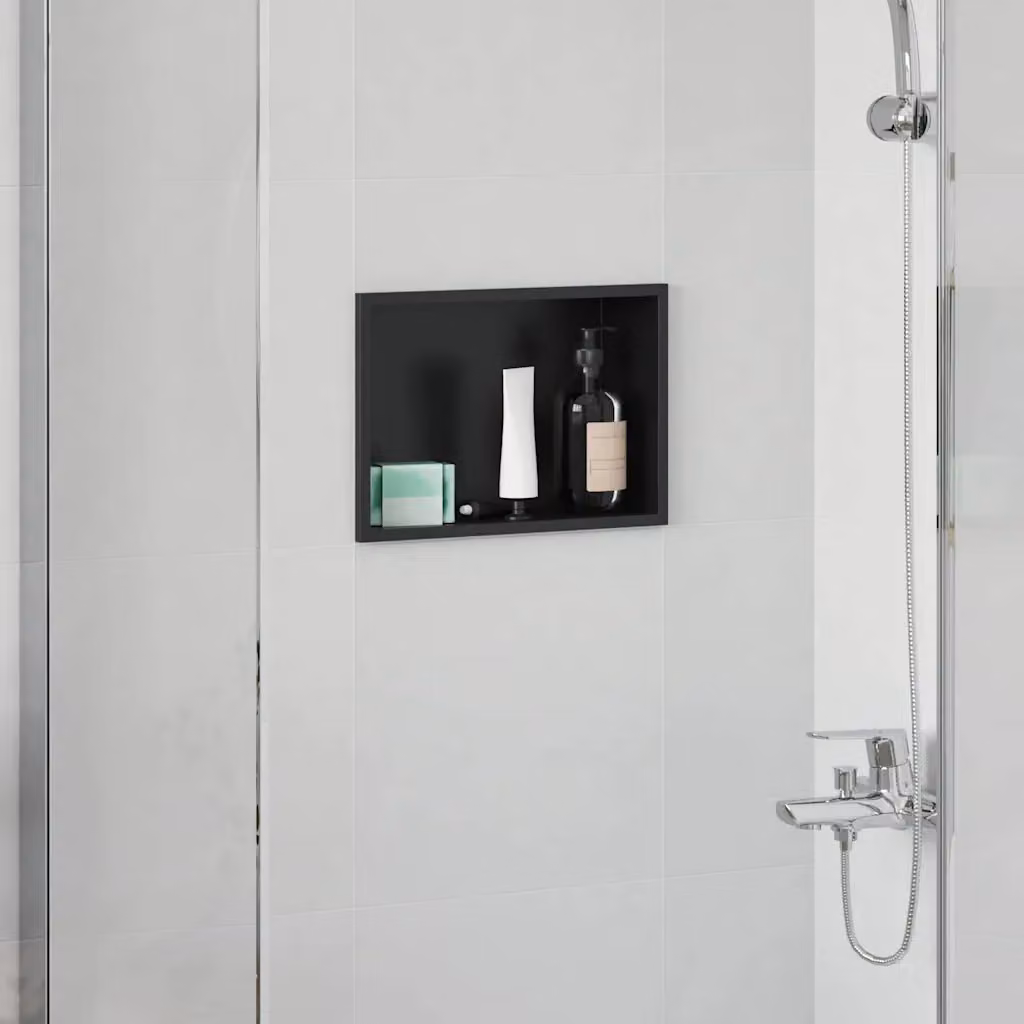 Nicchia per doccia vidaXL in acciaio inox, Nero, L: 30 cm, P: 20 cm, H: 9,5 cm