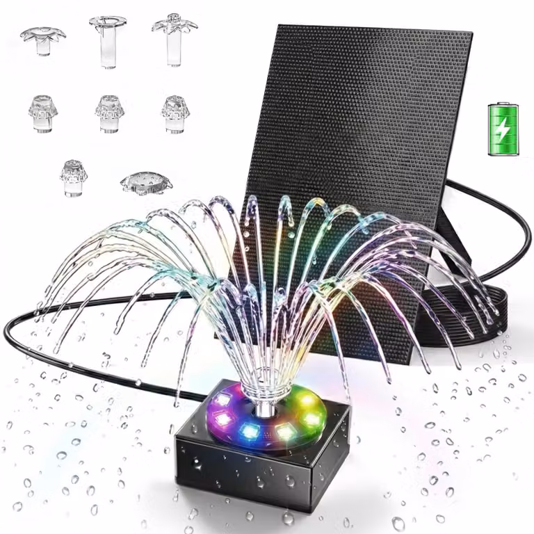 MIAJARD - Pompe solari a LED per laghetti, fontane solari da 10W, fontane solari per laghetti, fontane solari a LED, pompe per fontane solari