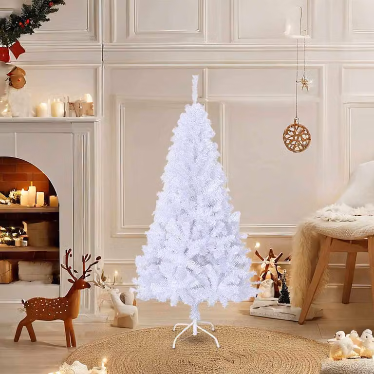 vidaXL Albero di Natale Artificiale con Rami Spessi Bianco 120 cm PVC